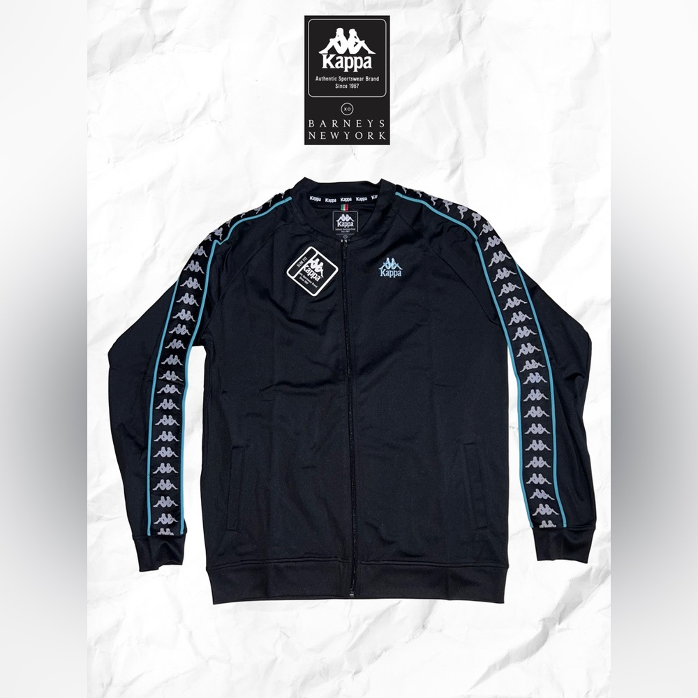 Kappa x Barneys New York Men's Black Slim Fit Bomber Jacket with Banda Taping